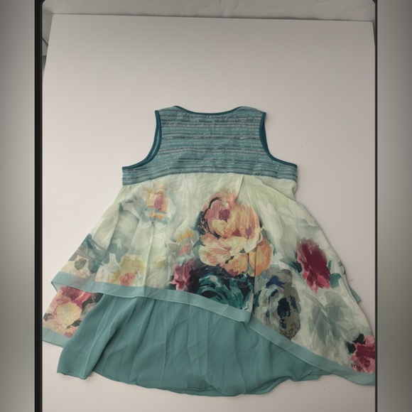 Satya Paul Multicolor Floral Asymmetrical Tunic Tank Top size Small - Picture 2 of 3